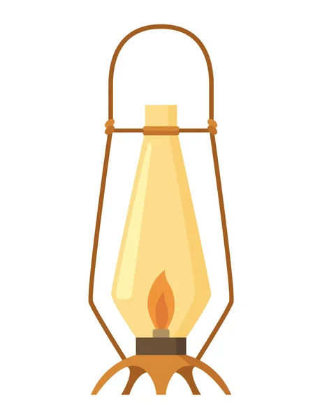 Ročníková Lampa Nebo Olejová Lampa Rukojeť Plynové Lampy Pro Turistiku — Stockový vektor