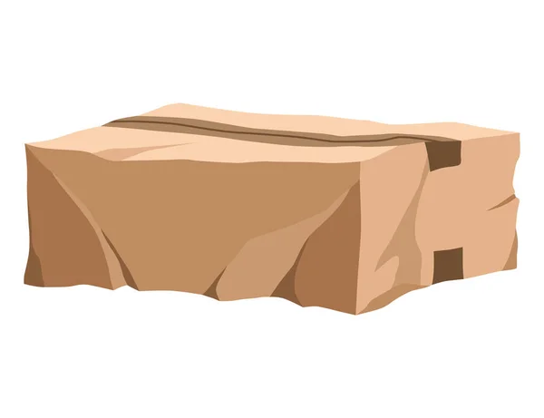 Damaged Cardboard Box Crumpled Brown Bag Storage Retail Logistics Delivery —  Vetores de Stock