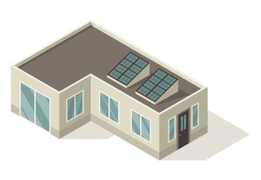 Isometric cottage icon. Suburb hous vector illustration. Infographic element representing suburban building. Private house enterprises of real estate.