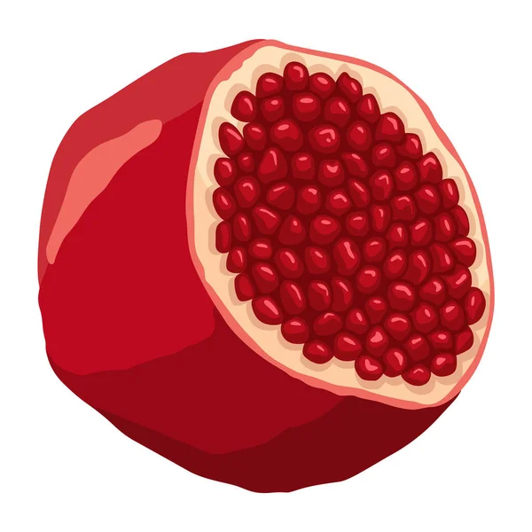 Pomegranate Icon Cartoon Isolated Summer Garnet Fruit Advertising Tropical Ripe — Stockvector