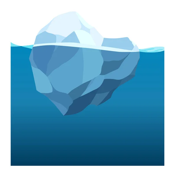 Iceberg Floating Water Arctic Glacier Futuristic Polygonal Illustration Blue Background — 스톡 벡터