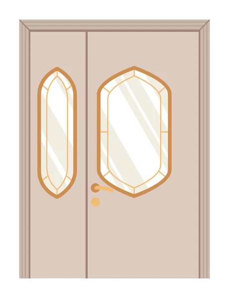 正面玄関だ 近代的なフラットデザインのクローズドエントランスハウス 白い背景に隔離された装飾的な要素 ベクターイラスト — ストックベクタ