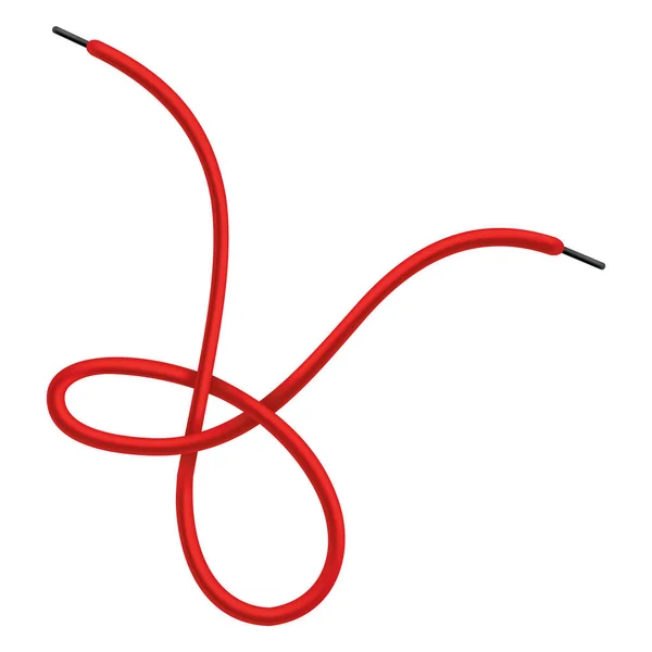 Κόκκινα Δαντελένια Παπούτσια Σχεδιάστηκε Κορδόνια Εικονίδιο Δεμένα Κορδόνια Απομονωμένο Λευκό — Διανυσματικό Αρχείο