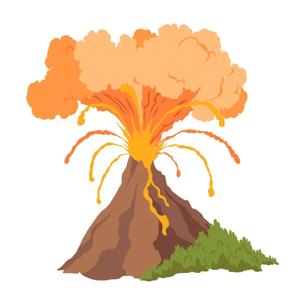 Volcano Icon Magma Nature Blowing Smoke Awakened Vulcan Activity Fire —  Vetores de Stock