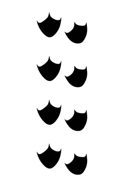 動物の足のトラック ガチョウの黒い足 足のシルエットや足跡を歩く 白で隔離されたトレースステップインプリント ウォーキングトラック Pawsイラスト — ストックベクタ