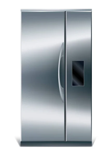Gray Vertical Fridge Preserve Food Silver Refrigerator Two Doors Modern — Stock Vector