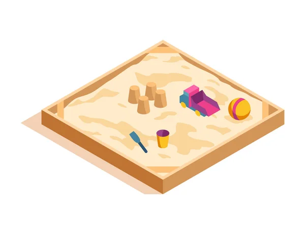 Isometric Kids Playground Item Isolated Icon Play Equipment Children Sandbox — Stock Vector