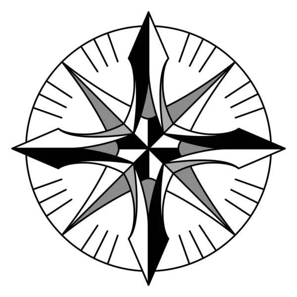Wind Stieg Kompass Navigationsgerät Mit Angabe Der Himmelsrichtungen Zeichen Des — Stockvektor
