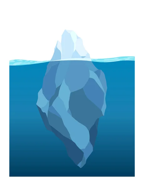 Iceberg Floating Water Arctic Glacier Futuristic Polygonal Illustration Blue Background —  Vetores de Stock