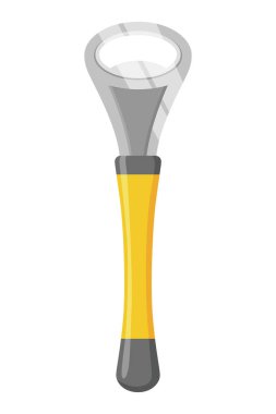 Şişe açacağı. Vektör karikatür simgesi. Beyaz arkaplanda açık izole edilmiş araç. Düz biçim işareti.