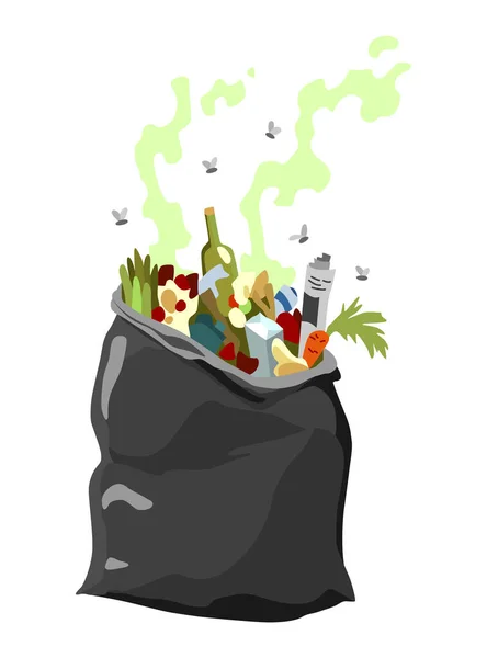 Śmieci Lub Ikona Odpadów Plastikowy Pojemnik Śmieci Nieposortowanymi Śmieciami Śmieciowy — Wektor stockowy