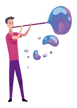 Sabun köpüğü çocuklar boş vakitlerinde. Yetişkinler, çocuklar için uçan sabun balonuyla oynamak için büyük sabun topu yapar. İnsanlar köpük sphere üflüyor.