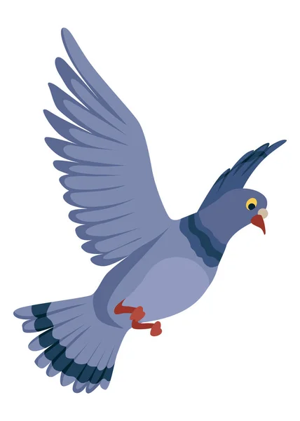 재미있는 비둘기 캐릭터 비둘기는 바탕에 떨어져 있었습니다 날으는 도시의 — 스톡 벡터