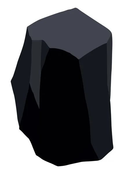 石炭ブラック鉱物資源 化石石の破片だ 多角形の形状 黒鉛や木炭の黒い岩の石 エネルギー資源炭アイコン — ストックベクタ