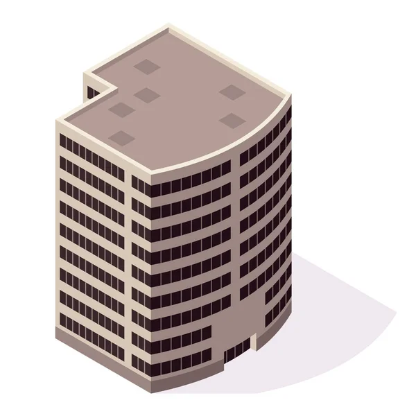 アイソメトリックオフィスまたはビジネスセンターのアイコン 町のアパート都市地図の作成を構築します 建築ベクトル3Dイラスト インフォグラフィック要素 市役所の構成 — ストックベクタ