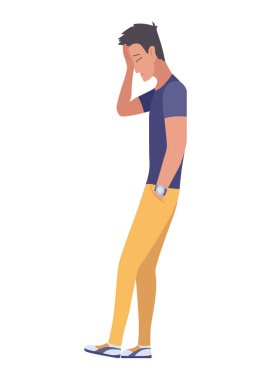 Depressed people. Depression. Sad man standing. Lonely teenager. Symbol of sorrow, sadness and mental disorder. Unhappy and stressed student.