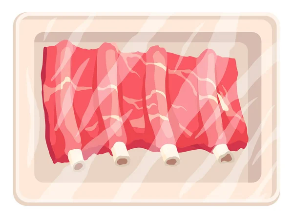 Значок Упаковки Мяса Контейнер Вакуумной Упаковки Продукт Прилавка Мясного Магазина — стоковый вектор