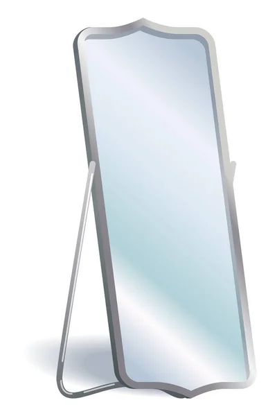 Ícone Espelho Assoalho Home Com Mobília Armação Metal Corredor Quarto — Vetor de Stock