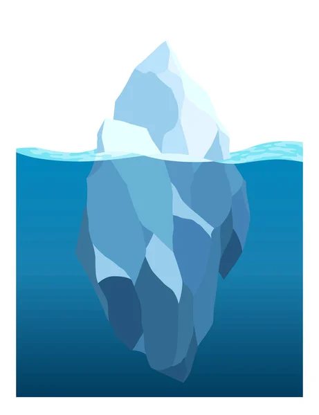 Iceberg Floating Water Arctic Glacier Futuristic Polygonal Illustration Blue Background — 스톡 벡터