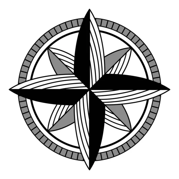 Kompas Róży Wiatrowej Urządzenie Nawigacyjne Wskazaniem Kardynalnych Kierunków Znak Wektorowego — Wektor stockowy