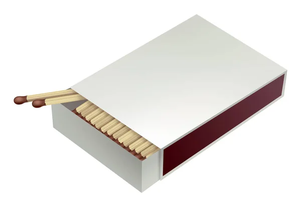 Opened Matchbox Sulphur Wooden Sticks Lying Open Case Top View — Vector de stock