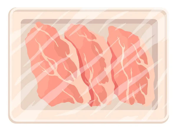 Значок Упаковки Мяса Контейнер Вакуумной Упаковки Продукт Прилавка Мясного Магазина — стоковый вектор