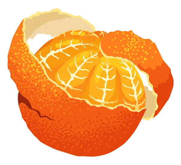 Mandarin Icon Cartoon Isolated Sweet Citrus Fruit Fresh Tropical Tangerine — Stockvector