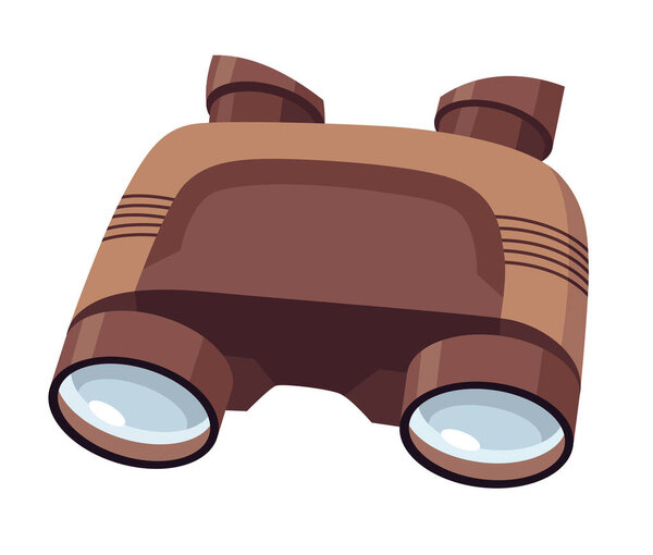 Optical instrument icon for viewing distant objects. Binoculars with glass lenses, devices for education. Modern isolated vector illustration.