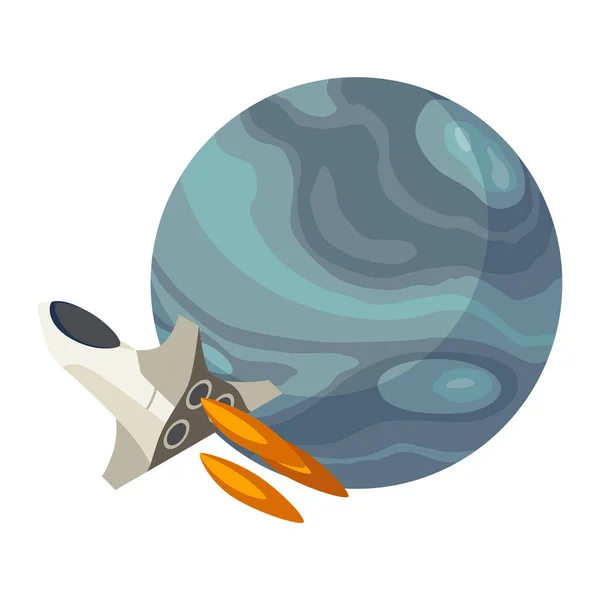 Űrelem Izometrikus Bolygó Űrhajóval Űrkutatási Képpel Kreatív Elem Színes Web — Stock Vector