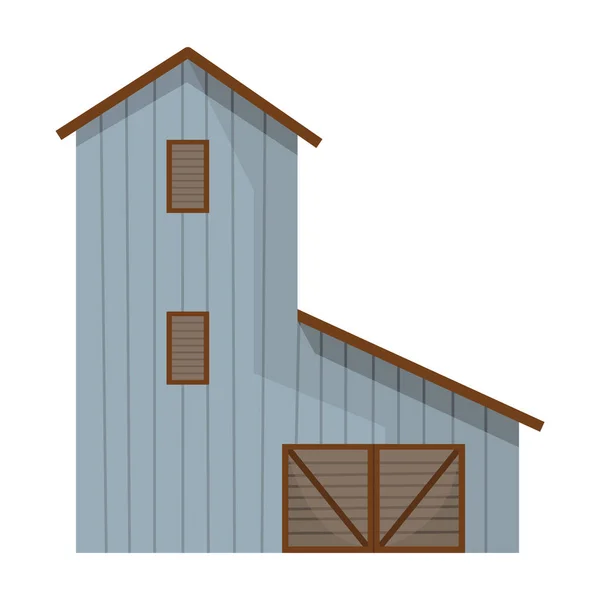 アイコンを燃やせ 農家の建築物 漫画農場小屋 素朴なレトロなスタイルで木製の安定性 白い背景のフラットスタイルでベクトルイラスト — ストックベクタ
