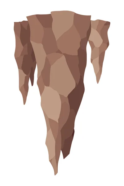 Stalaktit Eiszapfenförmige Hängende Mineralformationen Der Höhle Naturkalk Braun Symbol Aus — Stockvektor
