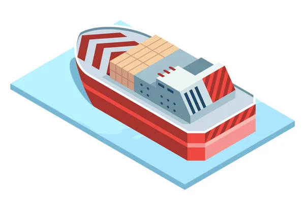 Port Mer Élément Icône Isométrique Navire Transport Maritime Industriel Conteneur — Image vectorielle