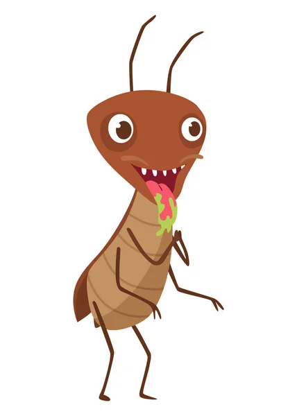 더러운 바퀴벌레 웃기는 딱정벌레 사랑스럽게 스티커 일러스트 — 스톡 벡터