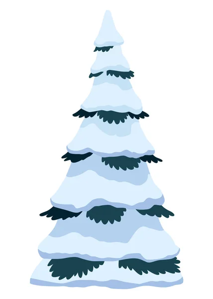 Realistische Dennenboom Sneeuw Fluffy Pine Witte Achtergrond Spar Bedekt Met — Stockvector