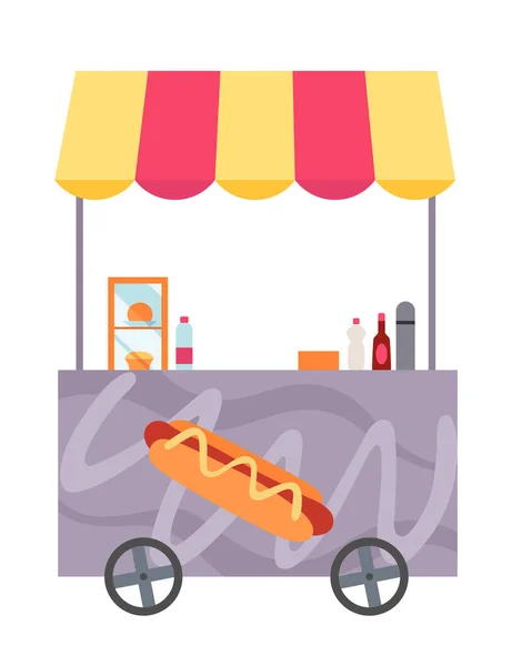 Street Fast Food Stall Truck Sale Mobile Food Cart Pizza — Stock Vector