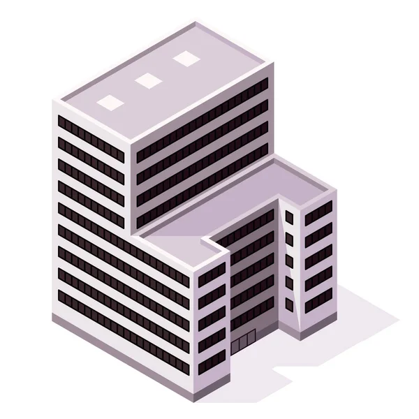 Icono Oficinas Isométricas Centro Negocios Edificio Apartamentos Ciudad Mapa Ciudad — Vector de stock