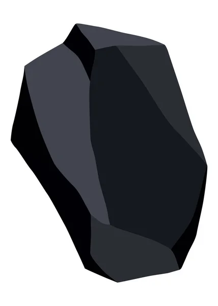 石炭ブラック鉱物資源 化石石の破片だ 多角形の形状 黒鉛や木炭の黒い岩の石 エネルギー資源炭アイコン — ストックベクタ