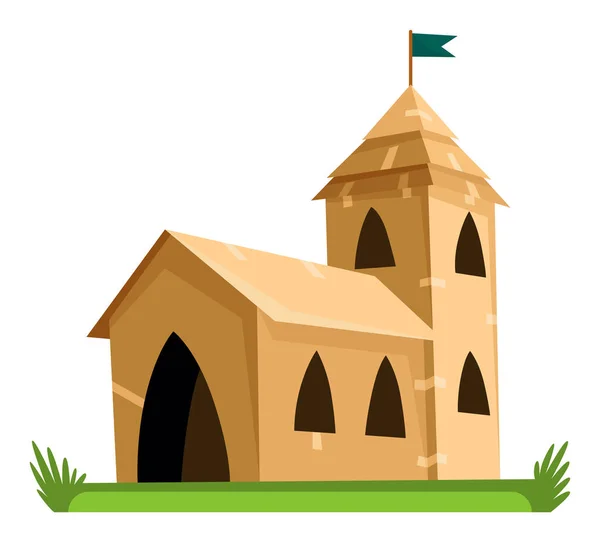 Картонное Здание Детская Игра Дома Новый Дом Концепция Недвижимости Коробки — стоковый вектор