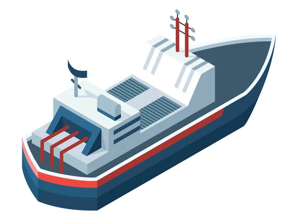 Liman Izometrik Ikon Elemanı Gemi Deniz Endüstrisi Nakliyesi Konteynır Kargo — Stok Vektör