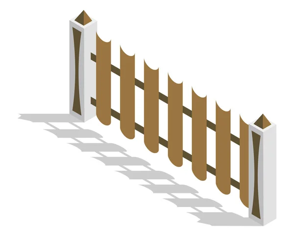 Isometric Fence Icon Urban Real Estate Boundary Element Spans Fences — Stock Vector