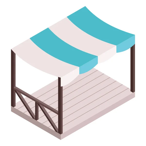 Isometric Garden Furniture Isometric Icon Tent Vector Terrace Outdoor Lounge — Stock Vector