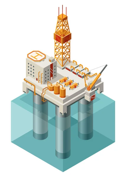 Plataforma Gás Petróleo Composição Ícone Isométrica Água Elementos Mineração Offshore — Vetor de Stock