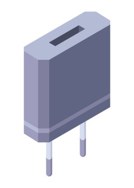 Şarj izometrik simgesi. USB prize tak. Cep telefonu şarj aleti, şarj ekipmanı. Beyaz arkaplanda izole edilmiş web tasarımı için vektör illüstrasyonu.