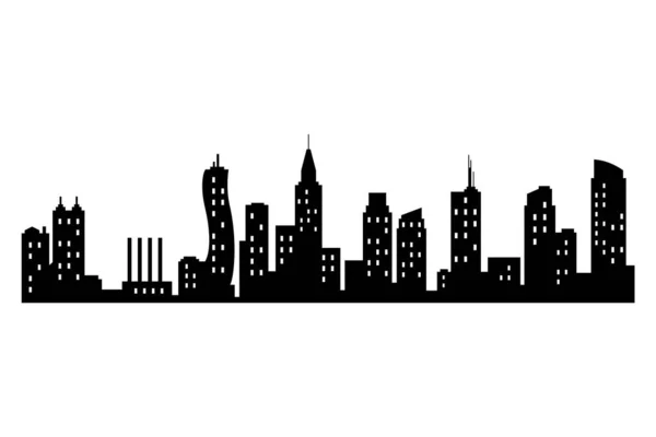 Векторний Силует Міста Сучасний Міський Пейзаж Високі Будівлі Вікнами Ілюстрація — стоковий вектор