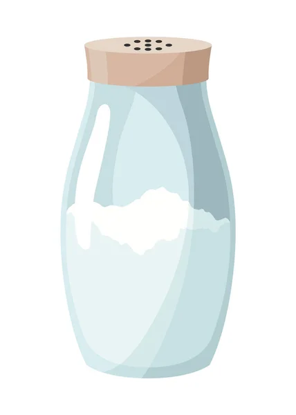 Salt Icon Glass Jar Saltcellar Kitchen Seasoning Flavoring Sprinkling Spicy — Stock Vector
