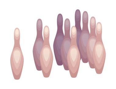 Bowling kulübü elemanı. İğneler. Oyuncular için eğlence ya da spor etkinliği yarışması afişi. Vektör illüstrasyon simgesi.