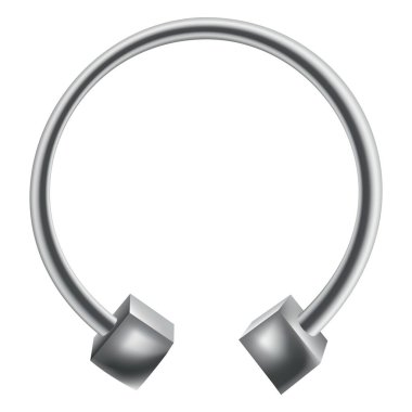 Delen mücevher ikonu. Vücut metalik aksesuarlar. Güzel dekorasyon, küpe. Modern şekil tasarımı. Beyaz arkaplanda vektör illüstrasyonu.