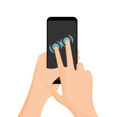 Touch screen hand gestures. Flat colored icon with movement of finger isolated vector illustration. Hand touchscreen gesture. Vector like swipe or slide touch.
