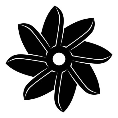 Pervane vida simgesi, motor veya motor görüntüsü. Havalandırma soğutucusu tipi. Vektör illüstrasyonu beyaz arkaplanda izole edildi.