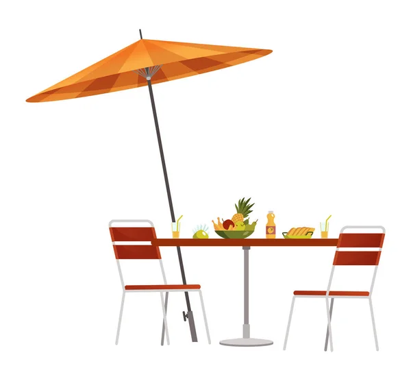 Hinterhof Grill Design Element Sonnenschirm Tisch Und Stühle Home Hinterhof — Stockvektor